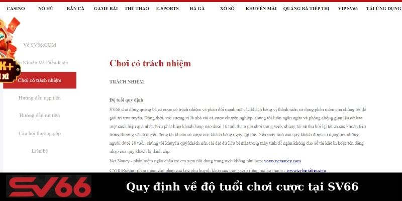 Chơi có trách nhiệm SV66 cần tuân thủ độ tuổi theo quy định