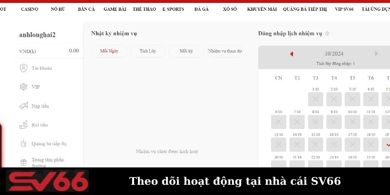 Theo dõi hoạt động của mình tại nhà cái SV66